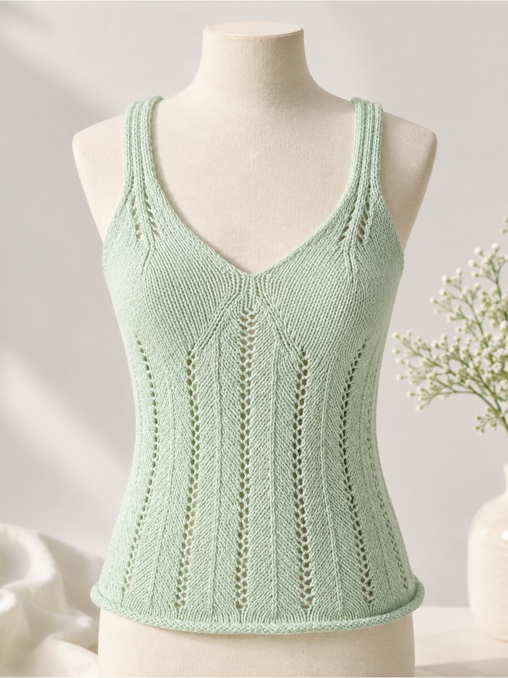 Abercrombie & Fitch Y2K Mint Open Knit Tank Top Crochet Sweater Cami M